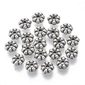 CCB Plastic Spacer Beads, for Jewelry Making Supplies, Flower, Antique Silver, 6.5x3mm, Hole: 1.6mm, about 5986pcs/410g