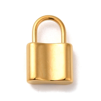 304 Stainless Steel Pendants, Padlock Charms, Real 14K Gold Plated, 20x13x5mm, Hole: 7x7mm