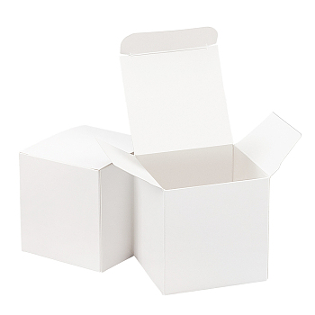 Foldable Cardboard Paper Jewelry Boxes, Gift Packaging Boxes, White, 7x7x7cm
