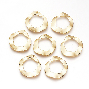 Brass Pendants, Nickel Free, Real 18K Gold Plated, Twist Donut, 25x23x1.5mm, Hole: 1mm