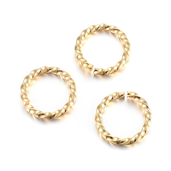 304 Stainless Steel Jump Rings, Open Jump Rings, Twisted, Real 24K Gold Plated, 16 Gauge, 10x1.3mm, Inner Diameter: 8mm