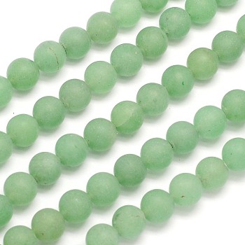 Frosted Round Natural Green Aventurine Beads Strands, 6mm, Hole: 1mm, about 65pcs/strand, 15.3 inch