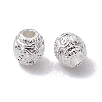 Alloy Spacer Beads, Long-Lasting Plated, Drum, Silver, 6x6mm, Hole: 2mm
