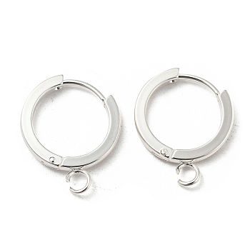 201 Stainless Steel Huggie Hoop Earrings Findings, with Vertical Loop, with 316 Surgical Stainless Steel Earring Pins, Ring, Silver, 16x2mm, Hole: 2.7mm, Pin: 1mm