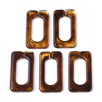 Acrylic Linking Rings, Quick Link Connectors, for Cross Chains Making, Imitation Gemstone Style, Rectangle, Coconut Brown, 43.5x23x4.5mm, Inner Diameter: 30x12mm, about 147pcs/500g