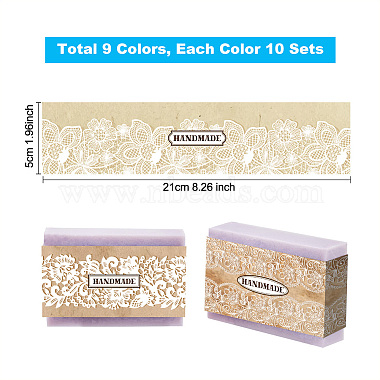 90pcs 9 styles d'étiquette en papier savon à motif de dentelle(DIY-WH0399-69-023)-4