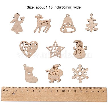 100Pcs Christmas Unfinished Wooden Ornaments(WOCR-CJ0001-02)-2