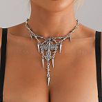 Gothic Style lloy Spike and Cross Bib Necklaces for Women, Antique Silver, 16.14 inch(41cm)(FS-WGA9465-01)