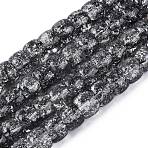 Crackle Transparent Glass Beads Strands, Barrel, Gray, 8~8.5x5.5~6.5mm, Hole: 1.2~1.4mm, about 61~64pcs/strand, 14.96~15.75 inch(38~40cm)(GLAA-N069-03A-01)