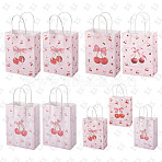 9Pcs 3 Styles Paper Cherry Printed Carry Storage Tote Bags, Shopping Bags for Chocolate, Candy, Cookies Gift Packing, Rectangle, Misty Rose, 15~16x8x29~30cm, 3pcs/style (ABAG-TA0001-99)