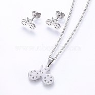 304 Stainless Steel Jewelry Sets, Stud Earrings and Pendant Necklaces, Bike, Stainless Steel Color, Necklace: 17.7 inch(45cm), Stud Earrings: 8x11x1.2mm, Pin: 0.8mm(SJEW-O090-07P)