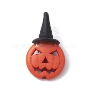 Halloween Synthetic Turquoise Dyed Pendants, Pumpkin Charms with Black Resin Witch Hats, Orange Red, 26x15x11mm, Hole: 1.6mm(PALLOY-JF02628-01)