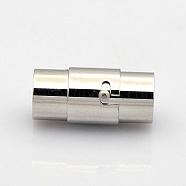 Column 304 Stainless Steel Locking Tube Magnetic Clasps, Stainless Steel Color, 18x7mm, Hole: 5mm(STAS-N014-25-5mm)