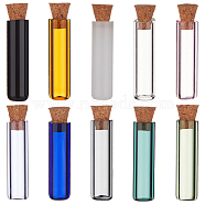 10Pcs 10 Colors Tube Glass Cork Bottles Ornament, Glass Empty Wishing Bottles, DIY Vials for Pendant Decorations, Mixed Color, 0.8x3.5cm, 1pc/color(AJEW-DR0001-02)