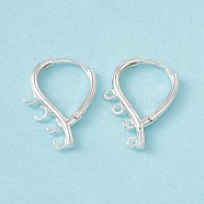 Brass Hoop Earring Finding, with Horizontal Loops, Teardrop, Cadmium Free & Lead Free, 925 Sterling Silver Plated, 22x16x2mm, Hole: 1.6mm, Pin: 0.8mm(KK-A172-23S)