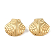 304 Stainless Steel Stud Earrings for Women, Shell Shape, Golden, 29x32.5mm(EJEW-Z047-03G)