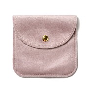 Velvet Jewelry Storage Pouches, Square Jewelry Bags with Golden Tone Snap Fastener, for Earring, Rings Storage, Pink, 9.8x9.8x0.75cm(ABAG-C003-02B-05)