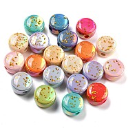 Opaque Acrylic European Beads, with Gold Foil, Large Hole Beads, Flat Round, Mixed Color, 16.6x8.4mm, Hole: 4mm(OACR-E025-05)