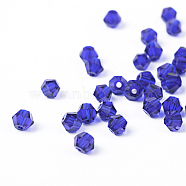 Imitation Crystallized Glass Beads, Transparent, Faceted, Bicone, Royal Blue, 4x3.5mm, Hole: 1mm about 720pcs/bag(G22QS072)