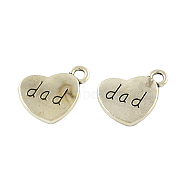 Tibetan Style Heart Alloy Pendants, with Word Dad, Cadmium Free & Lead Free, Antique Silver, 18x15x3mm, Hole: 3mm, about 208pcs/500g(TIBEP-Q043-204-RS)