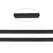 304 Stainless Steel Cuban Link Chains, Curb Chains, with Spoo, Electrophoresis Black, 5x4x0.8mm, about 32.8 Feet(10m)/roll(STAS-N0013-21B-A1)