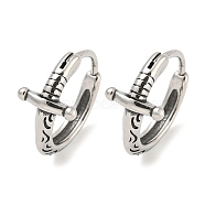 316 Surgical Stainless Steel Hoop Earrings, Ring, Antique Silver, 14x8mm(EJEW-D096-14H-AS)