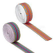 DICOSMETIC 2Pcs 2 Colors Flat Ethnic Style Polyester Stripe Ribbon, for Clothing Sewing, Mixed Color, 1-1/2 inch(38mm), 1pc/color(SRIB-DC0001-01)