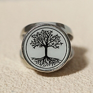 Tree of Life Urn Ashes Ring, Alloy Finger Rings, Platinum, US Size 9(18.9mm)(PW-WGCA7CF-03)