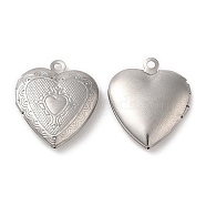 316 Surgical Stainless Steel Locket Pendants, Heart Charm, Stainless Steel Color, 22.5x19x5.5mm, Hole: 1.6mm, Inner Diameter: 11x13.5mm(STAS-C077-01P)