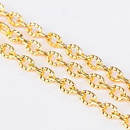 Iron Textured Cable Chains, Unwelded, with Spool, Oval, Golden, 4x3x1mm, about 328.08 Feet(100m)/roll(CHT104Y-G)