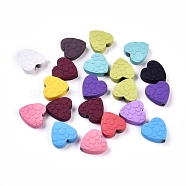 Spray Painted Non-magnetic Synthetic Hematite Beads, Heart, Mixed Color,10x10x3.5mm, Hole: 0.8mm(X-G-T124-34C)