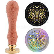 Brass Wax Seal Stamp with Handle, for DIY Scrapbooking, Butterfly Pattern, 3.5x1.18 inch(8.9x3cm)(AJEW-WH0184-0485)