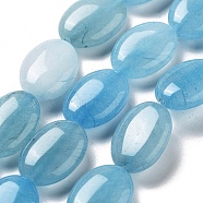 Natural Quartz Imitation Aquamarine Beads Strands, Dyed, Flat Oval, 18~18.5x13~13.5x6~6.5mm, Hole: 1.2mm, about 11pcs/strand, 7.76 inch(19.7cm)(G-P528-M03-01)