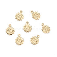 Rack Plating Brass Charms, Long-Lasting Plated, Cadmium Free & Lead Free, Flower, Golden, 10.5x8x1mm, Hole: 1.2mm(KK-D083-20G)
