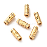Brass Micro Pave Clear Cubic Zirconia Tube Beads, Long-Lasting Plated, Eye Pattern, Real 18K Gold Plated, 18.5x7mm, Hole: 3.5mm(ZIRC-P086-04G)