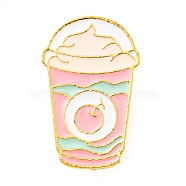 Food Theme Enamel Pin, Golden Alloy Brooch for Backpack Clothes, Cherry Drink, 27.5x17x1.5mm(JEWB-H011-03G-12)