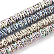 Electroplate Non-magnetic Synthetic Hematite Beads Strands, Wavy, Flat Round/Disc, Mixed Color, 6x6x2mm, Hole: 1mm, about 220pcs/strand, 15.74 inch(G-N0322-01)