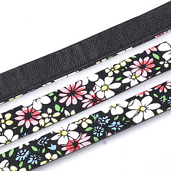 PU Leather Cords, Flower Pattern, Colorful, 10~10.5x2mm, about 109.36 yards(100m)/bundle(LC-S017-04A)