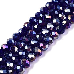 Electroplate Glass Beads Strands, AB Color Plated, Faceted, Rondelle, Blue, 6x5mm, Hole: 1mm, about 84~85pcs/strand, 16.34~16.54 inch(41.5~42cm)(EGLA-A044-T6mm-B06)