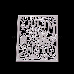 Frame Metal Cutting Dies Stencils, for DIY Scrapbooking/Photo Album, Decorative Embossing DIY Paper Card, with Word Merry Christmas, Matte Platinum Color, 9x7.2cm(DIY-O006-05)