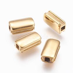 304 Stainless Steel Beads, Ion Plating (IP), Rectangle, Golden, 10x5.5x4mm, Hole: 2x2mm(STAS-E130-03G)