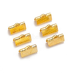 Iron Ribbon Crimp Ends, Golden, 7x13mm, Hole: 2mm(E005Y-G)