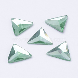 Electroplate Glass Cabochons, Faceted, Triangle, Lime Green, 18x20x4mm(X-EGLA-S042-2)