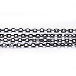 Handmade 304 Stainless Steel Cable Chains, Soldered, with Spool, Flat Oval, Electrophoresis Black, 2x1.5x0.4mm, about 32.8 Feet(10m)/roll(STAS-P213-05B-02)