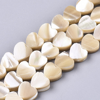 Natural Trochid Shell/Trochus Shell Beads, Heart, Peru, 6x6x3mm, Hole: 0.8mm, about 70pcs/strand, 15.75''(40cm)