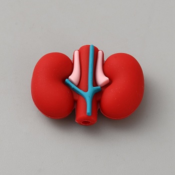 Viscera Food Grade Eco-Friendly Silicone Focal Beads, Kidney, 22x31x10mm, Hole: 2.2mm