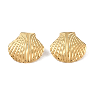 304 Stainless Steel Stud Earrings for Women, Shell Shape, Golden, 29x32.5mm