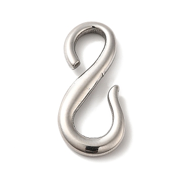 Non-Tarnish 304 Stainless Steel S-Hook Clasps, Stainless Steel Color, 28.5x13x3.5mm