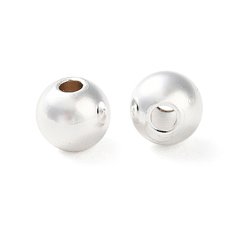 Rack Plating Brass Spacer Beads, Long-Lasting Plated, Lead Free & Cadmium Free, Round, Silver, 5x4mm, Hole: 1.5mm