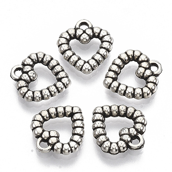 CCB Plastic Charms, for DIY Jewelry Making, Heart, Antique Silver, 14.5x13x3mm, Hole: 0.8~1.6mm, about 2200pcs/500g